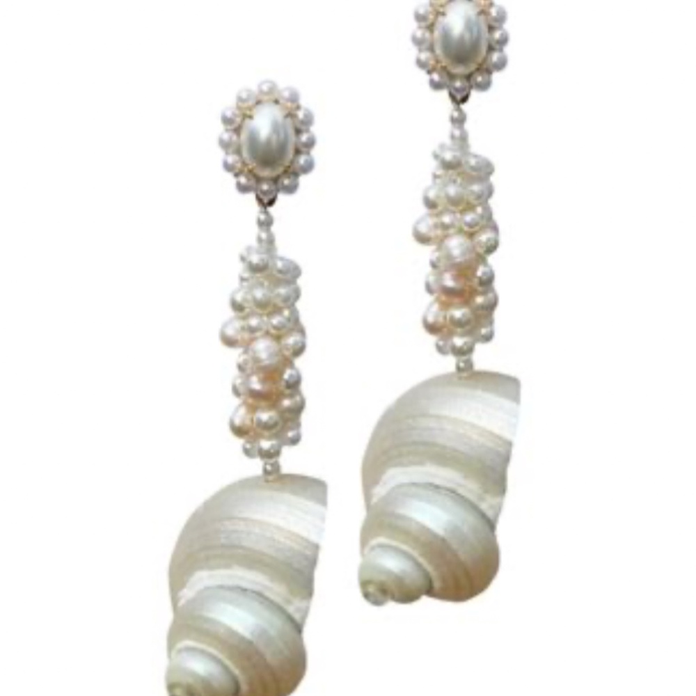 Nicola Bathie Pearly Seashell Drops
